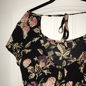 Vintage Backless Floral Blouse